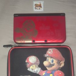 Nintendo 3ds XL +Game Limited Edition Super Mario Bros. Gold Red 