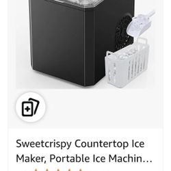 Sweetcrispy Countertop Ice Maker, Portable Ice Machine Self-Cleaning, 9 Cubes in 6 Mins, 26 lbs/24Hrs, 2 Sizes of Bullet Ice for Home Party Office,Ele