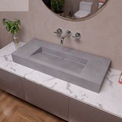 ALFI Brand ABCO48R 48" Solid Concrete Rectangular Countertop Sink - Gray Matte (Open Box - Minor Scratches)