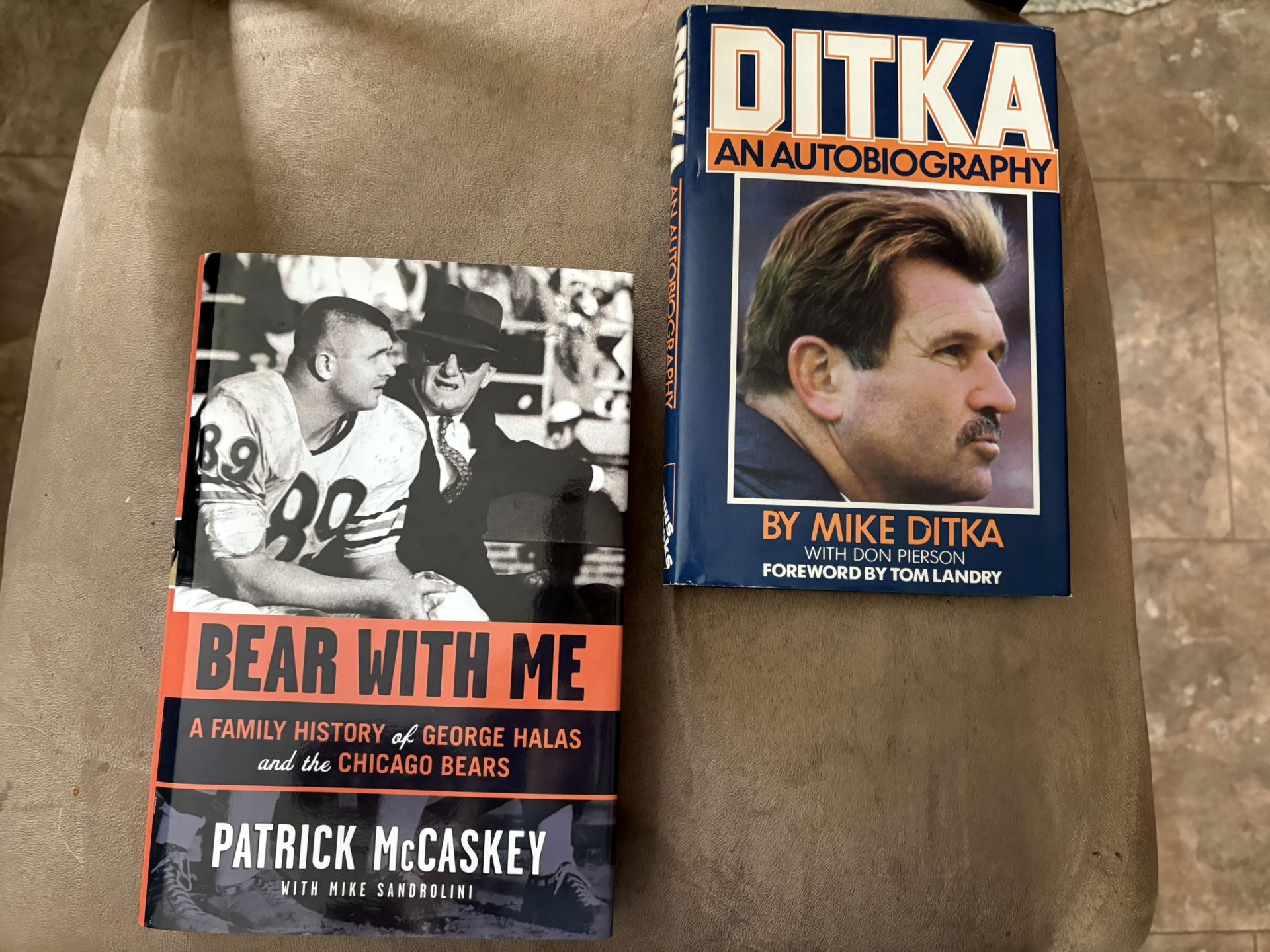 2 CHICAGO BEARS Hardcover Books DITKA HALAS