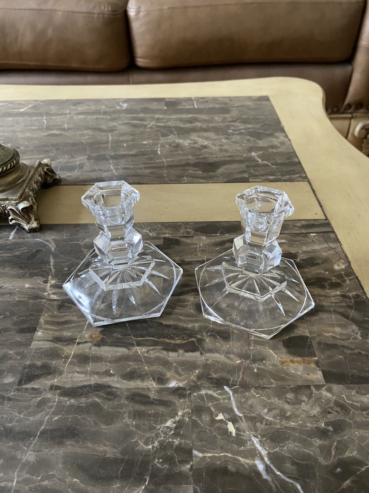 Antique Crystal Candle Holder 