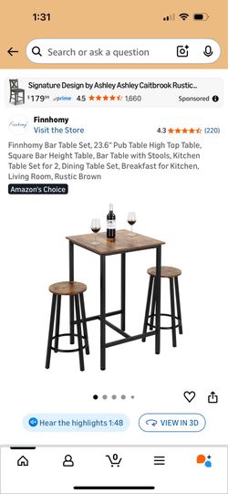 Dining table and two stools