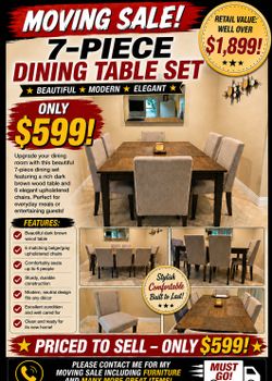 ✨ BEAUTIFUL DARK BROWN 7-PIECE DINING TABLE SET ✨
ONLY $599.99!
Retail Value: Well Over $2,200!