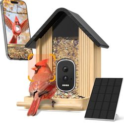 Bird Feeder with Camera, Smart Bamboo Bird Feeder, 2.5K UHD AI Identification, Real-time Videos & Pictures, Wireless Solar Powered Outdoor, Ideal for 