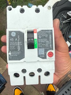 This is a General Electric (GE) TEYL3045B 3-pole circuit breaker rated for 45 Amps.