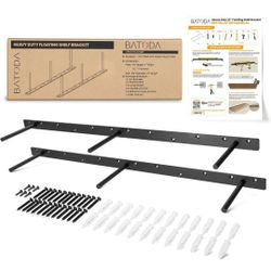 BATODA 32" Heavy Duty Floating Shelf Bracket (2 pcs) – Solid Steel Blind Shelf Supports - Hidden Brackets for Floating Wood Shelves Kitchen, Living Ro