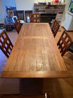Wood Dining Table with 6 Chairs