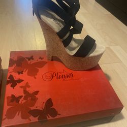 Black Pleaser Stiletto Wedge Size 8