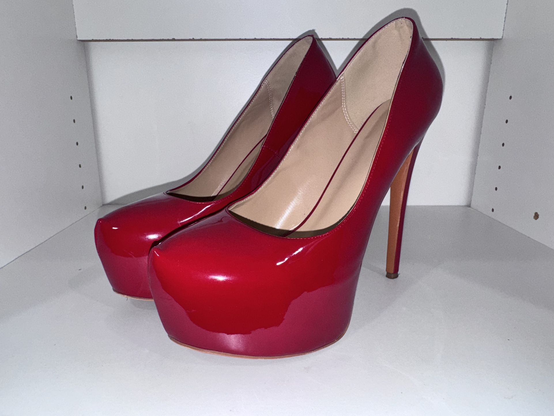 6” Size  15  Red Patent Leather 
