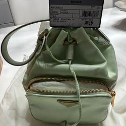 Prada Duet Fabric Shoulder Bag Green
