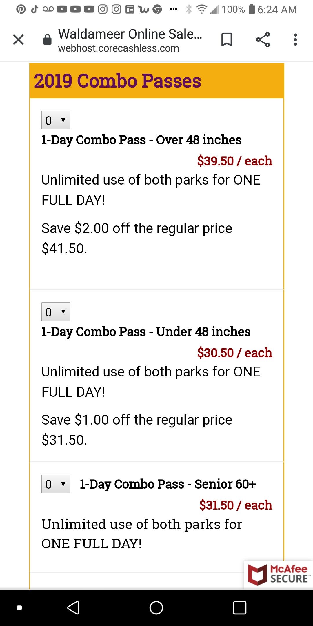 Amusement Park Tickets