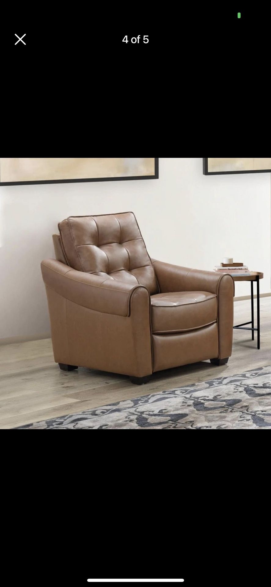 New Bemelman Leather Power Recliner Chair, Camel RETAILS $1,400