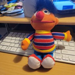 Vintage 1997 Ernie Bean Bag Plush Stuffed Doll Toy Sesame Street Tyco 8"