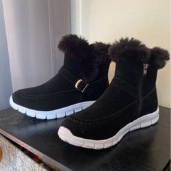 Black boots fur cuff (Womens)