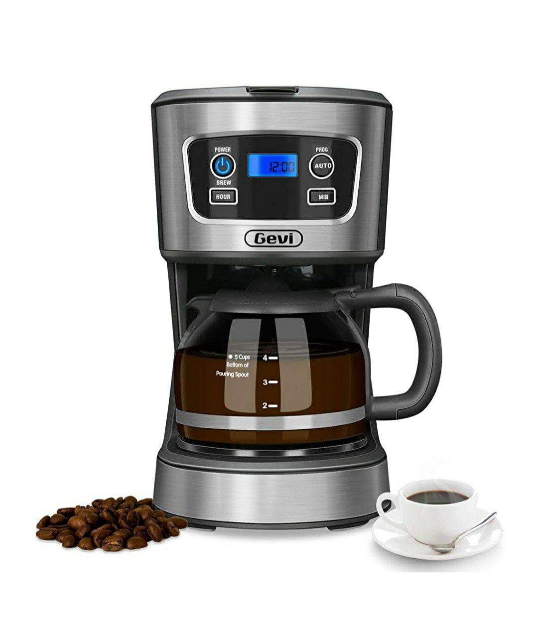 Programmable Brew Coffee Machine with Glass Carafe Pot, 5 Cup Coffee Maker