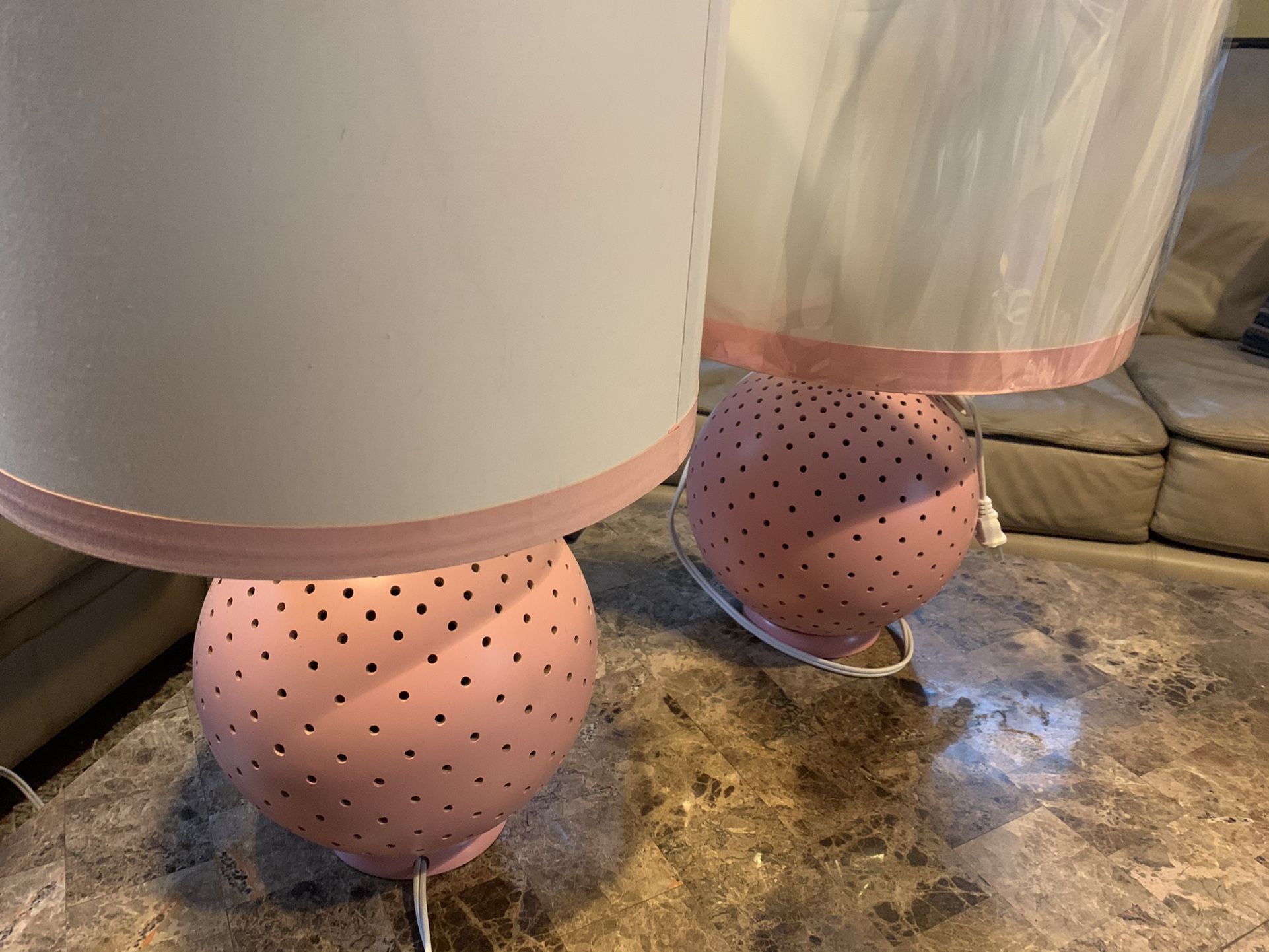 FOR SALE (2) Lamps Pink And White