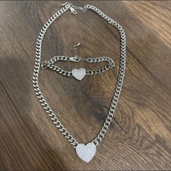 Heart necklace and bracelet