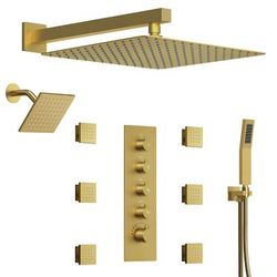 16" Wall Mount Dual Shower Head Set in Brushed Gold SFS-1064-GD16