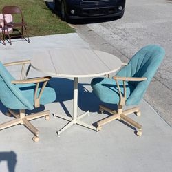 SPACE SAVER DINETTE SET WITH 2 TEAL CHAIRS