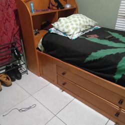 Twin Bed Frame with Storage Drawers