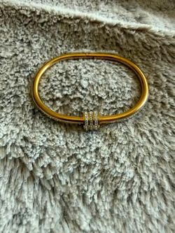 Gold Bangle Bracelet with Crystal Detail