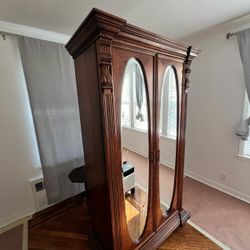 1970 Vintage Pulaski Furniture Mirror Front Armoire