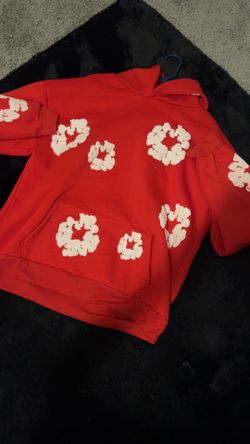 Red Hoodie with White Cloud Print