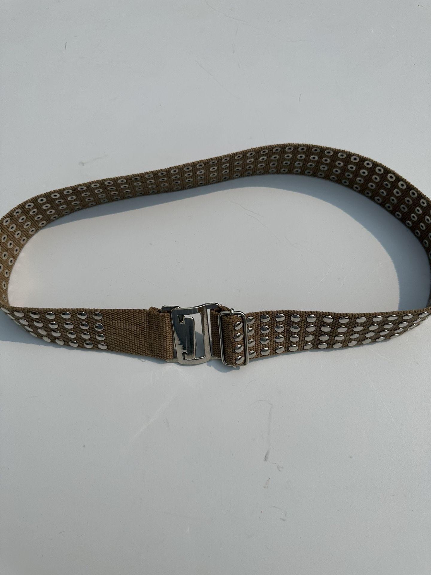 Y2K Tan Belt with Silver Buckle