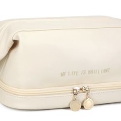 Ykall Travel Makeup Bag, Cosmetic Bag Double Layers for Women, Portable Large Opening Organizer Case Water Resistant Toiletry Bag NEW IN BAG
