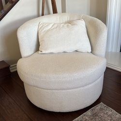 Boucle White Swivel Chair