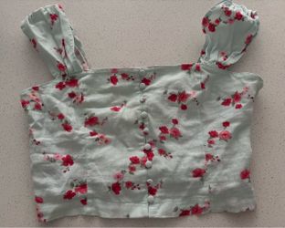 Floral Crop Top with Ruffle Straps