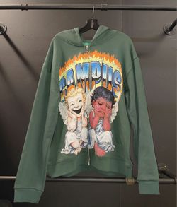 Campus Green Graphic Zip-Up Hoodie