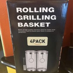 New Rolling Grilling Basket. 4 Pack.