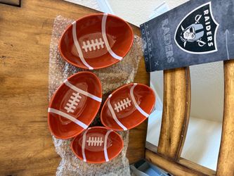 New Football themed set of 4 snack Bowls