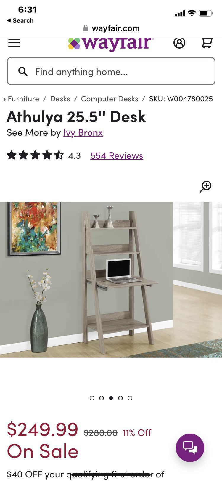 Ladder Desk / Bookshelf - great for small spaces!