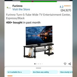 Furinno 47 in. Black Particle Board TV Stand with Open Storage, Fits TVs Up to 42 in.
