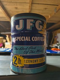Vintage 1950s JFG coffee can.