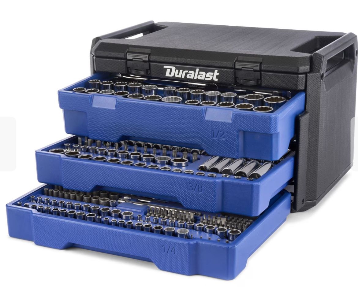 Duralast 1/4in, 3/8in and 1/2in Drive Mechanics Tool Set, 265 Piece