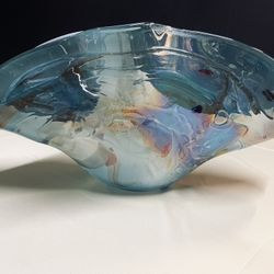 Mdina Glass Blue Stripe Bowl – Handblown Maltese Art Glass 