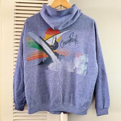 Vintage 70’s 80’s Distressed Ocean Pacific OP Surf Full Zip Hoodie Faded Blue Sz Medium