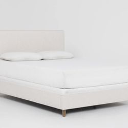 Beige Upholstered Bed Frame And Box Spring