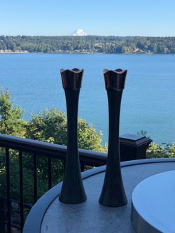 Pair of Nambé "Copper Canyon" Candlesticks