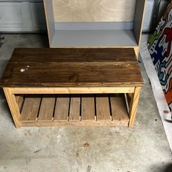Handmade Pine and Cedar Shoe Bench 