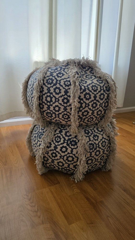 2 Large Boho Poufs