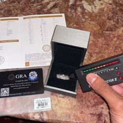 Moissiante Stones Vvs 6ct Silver Ring (PASSES DIAMOND TESTER) (ON SALE)