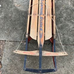 Vintage Wood Sled with metal runners 