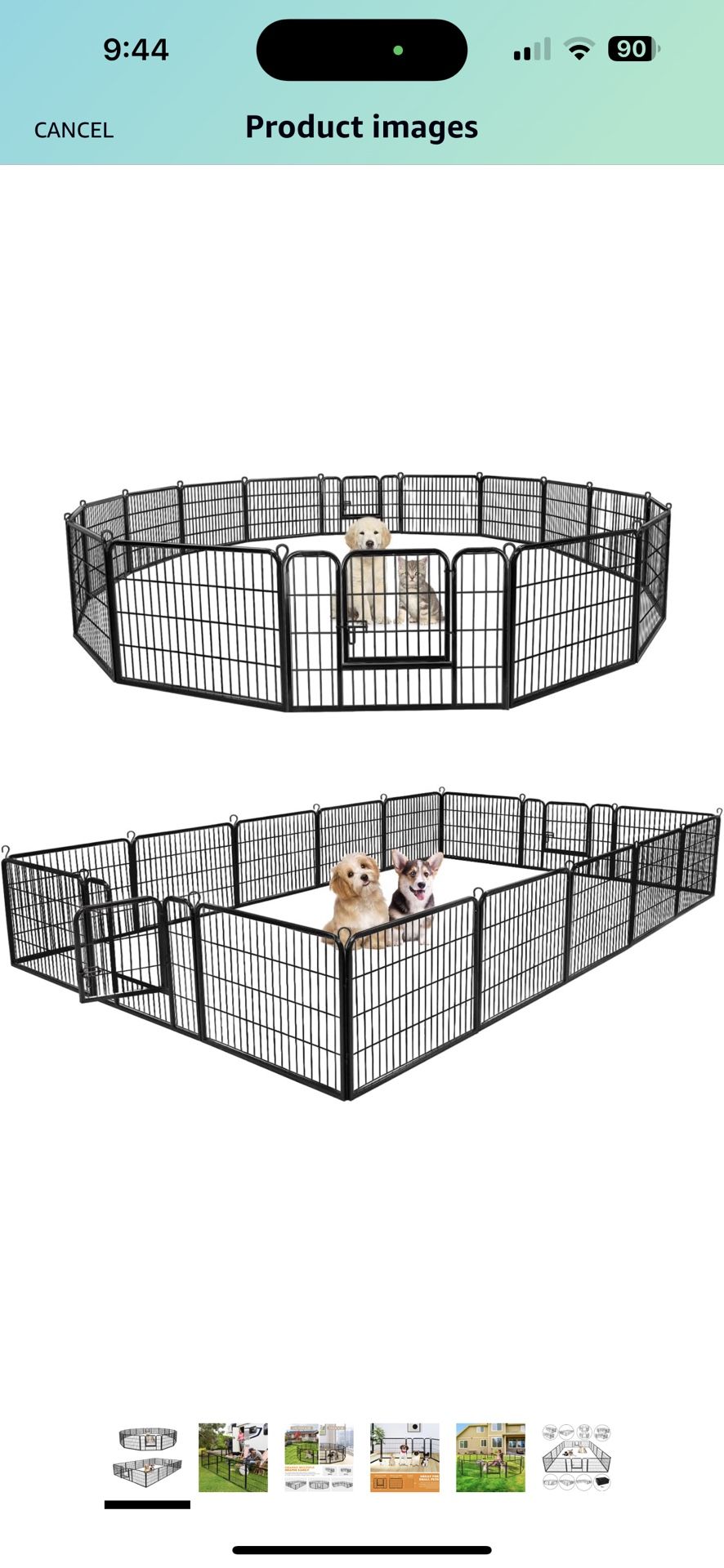 Dog Playpen 24 Inch 16 Panels, Heavy Duty Pet Dog Pen Indoor, Metal Dog Fence with Doors, Foldable Animal Outdoor Exercise Pen for Yard, RV, Camping