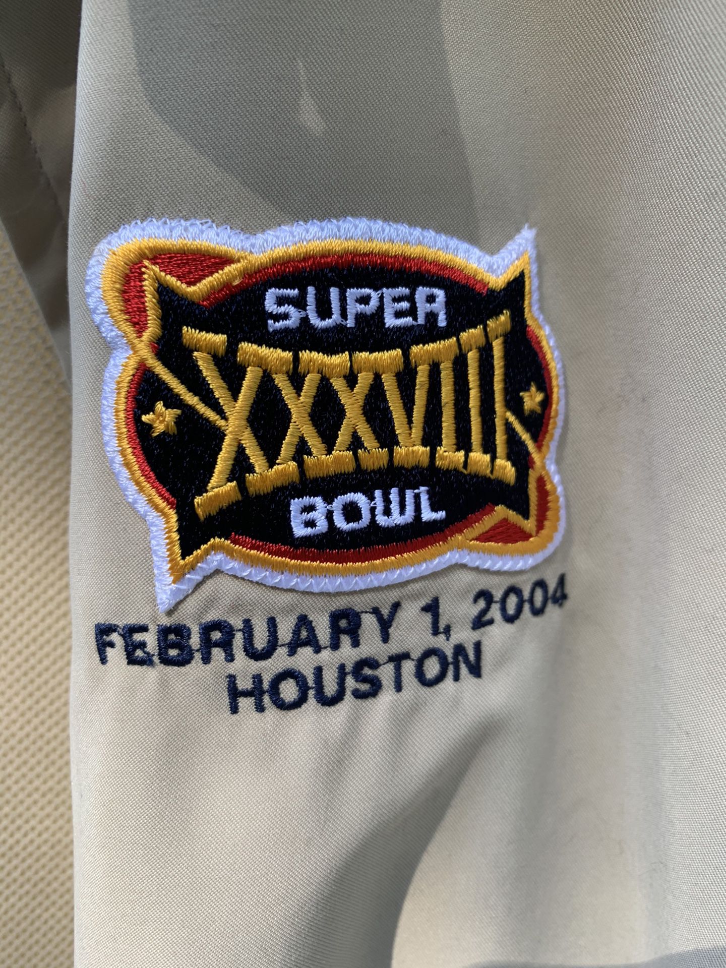 Vintage Reebok Golf Windbreaker Jacket Super Bowl  XXXVIII Houston Beige XL