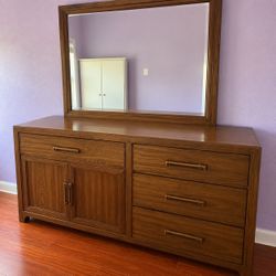 Large Vintage Wood Dresser with Mirror – Lots of Storage
