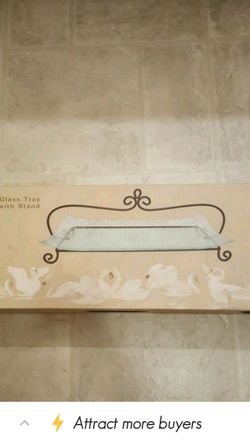 Tabletop Glass Tray with Metal Stand